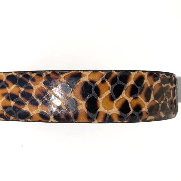 WCM New York leather belt women O/S adjust animal print leopard snake gunmetal - Picture 10 of 16